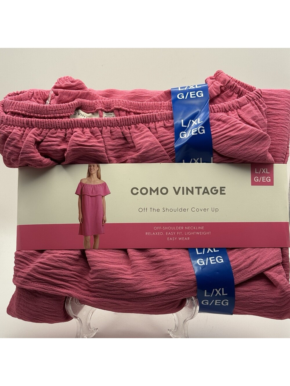 Como Vintage Off-Shoulder Lightweight Cover Up Pink Women’s L/XL